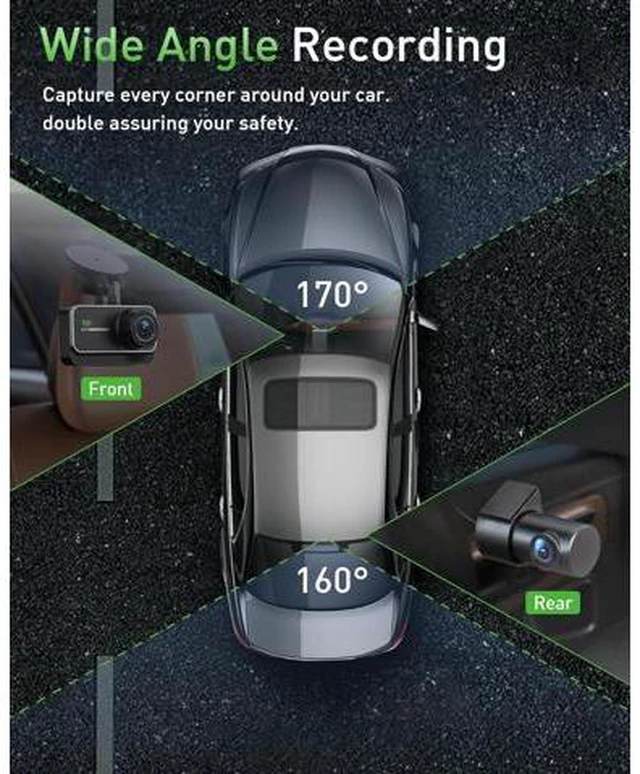 Alt view image 4 of 7 - Dash Cam Front and Rear,4K+1080P WiFi Dual Dash Camera for Cars with App, 3" IPS Dashboard Camera Recorder,Night Vision,24H/7 Parking Mode, Loop Recording,170° Wide Angle,Free 64GB SD Card