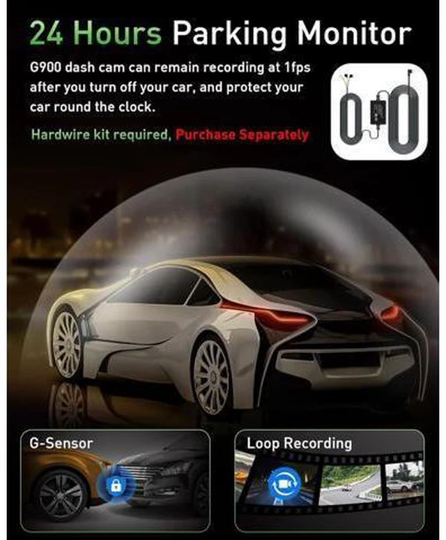 Alt view image 6 of 7 - Dash Cam Front and Rear,4K+1080P WiFi Dual Dash Camera for Cars with App, 3" IPS Dashboard Camera Recorder,Night Vision,24H/7 Parking Mode, Loop Recording,170° Wide Angle,Free 64GB SD Card