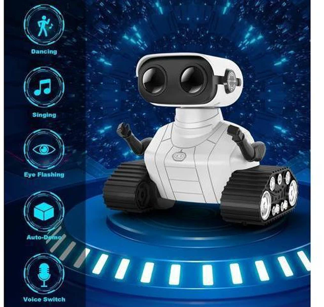 Alt view image 2 of 7 - Hamourd Robot Toys for 3 Years Old Boys Girls- Rechargeable Remote Control Robots, Emo Robot with Auto-Demonstration, Flexible Head & Arms, Dance Moves, Music, and Shining LED Eyes, Kids Toys Gifts