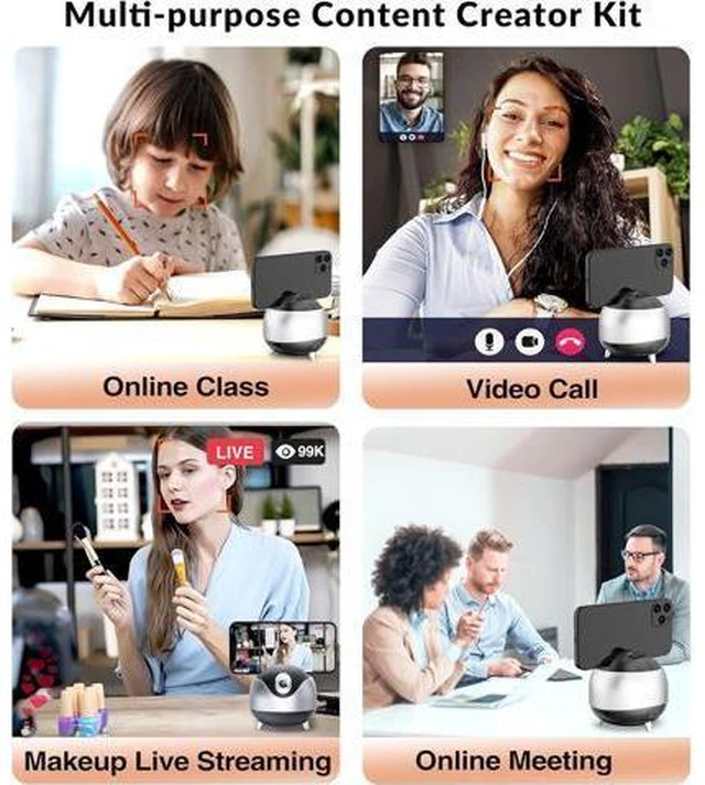Alt view image 6 of 7 - Auto Face Tracking 360 Camera Tripod for Cell Phone Rotating with Remote, iyesku 2-Axis Smart AI Face Recognition 360 Selfie Stick Rotation Tripod Mobile Phone Holder TikTok Camera Tripod (Black)