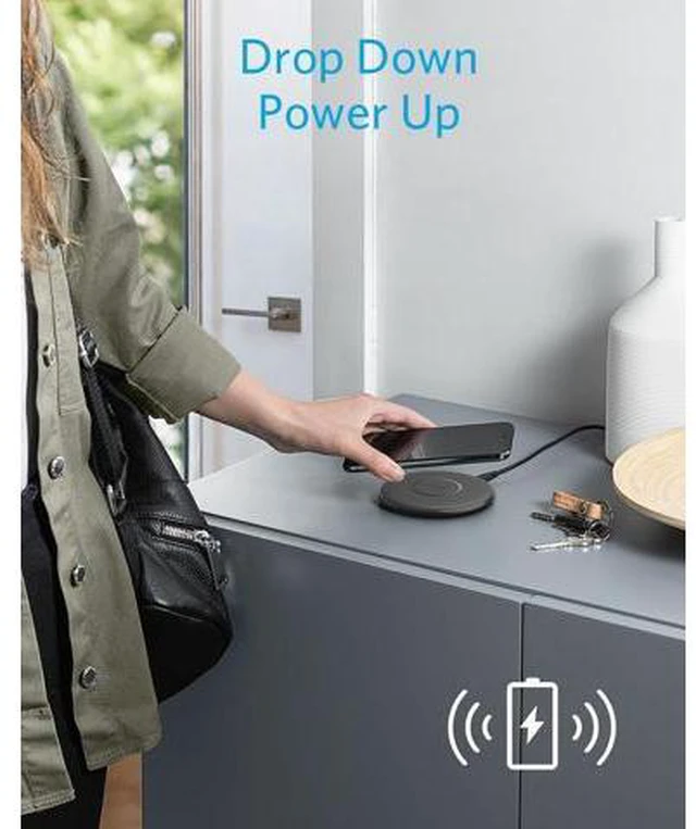 Alt view image 3 of 6 - 313 Wireless Charger (Pad) Qi-Certified 10W Max Fast Charging for Compatible with iPhone 16 Plus/15 Plus/14 Plus/12 AirPods (No AC Adapter Not MagSafe Magnetic Charging Compatible)