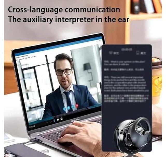 Alt view image 3 of 7 - Hy-T26 Pro Wireless Bluetooth Translation Earbuds, 2024 New Hy-T26 Pro Language Translator with 75 Languages Supported, Language Translator Earbuds Real Time Translation Earbuds (Beige+Purple)