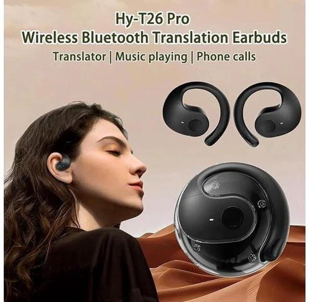 Alt view image 2 of 7 - Hy-T26 Pro Wireless Bluetooth Translation Earbuds, 2024 New Hy-T26 Pro Language Translator with 75 Languages Supported, Language Translator Earbuds Real Time Translation Earbuds (Beige+Purple)