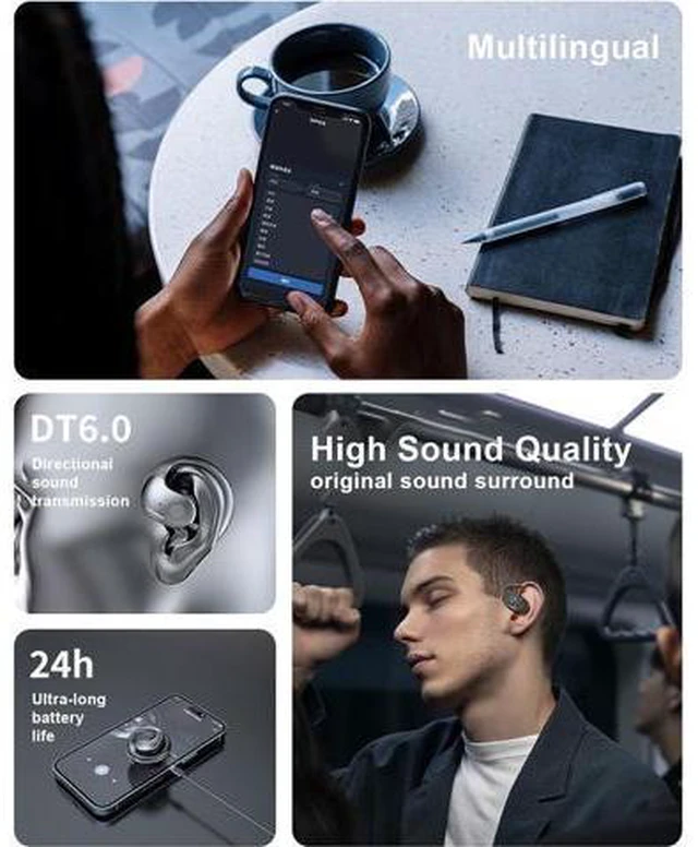 Alt view image 5 of 7 - Hy-T26 Pro Wireless Bluetooth Translation Earbuds, 2024 New Hy-T26 Pro Language Translator with 75 Languages Supported, Language Translator Earbuds Real Time Translation Earbuds (Beige+Purple)