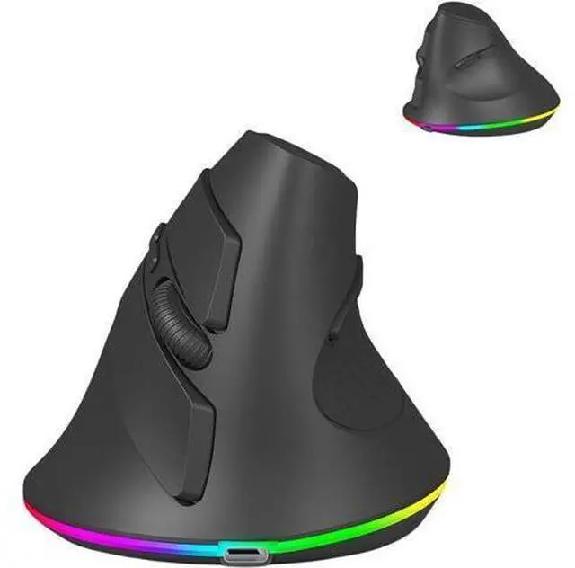 Main image of Wireless Mouse Bluetooth Rechargeable Dual Mode Ergonomic Vertical Large Carpal Tunnel Ergo Optical Travel Cordless Mice for PC Laptop Computer Mac iPad Pro MacBook Pro/Air,RGB Light,Side Buttons