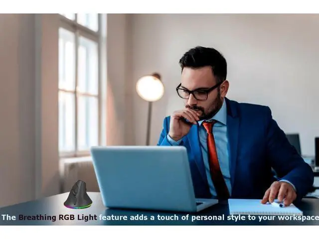 Alt view image 3 of 7 - Wireless Mouse Bluetooth Rechargeable Dual Mode Ergonomic Vertical Large Carpal Tunnel Ergo Optical Travel Cordless Mice for PC Laptop Computer Mac iPad Pro MacBook Pro/Air,RGB Light,Side Buttons