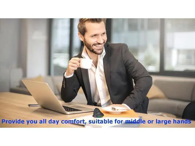 Alt view image 5 of 7 - Wireless Mouse Bluetooth Rechargeable Dual Mode Ergonomic Vertical Large Carpal Tunnel Ergo Optical Travel Cordless Mice for PC Laptop Computer Mac iPad Pro MacBook Pro/Air,RGB Light,Side Buttons