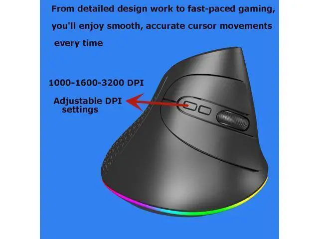 Alt view image 7 of 7 - Wireless Mouse Bluetooth Rechargeable Dual Mode Ergonomic Vertical Large Carpal Tunnel Ergo Optical Travel Cordless Mice for PC Laptop Computer Mac iPad Pro MacBook Pro/Air,RGB Light,Side Buttons