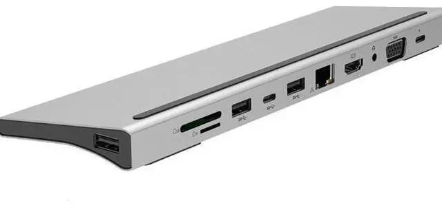 Main image of USB C Type C Hub USB Type C Hub, USB C Hub, USB Type C Docking Station 11 in 1, USB C to HDMI 4K VGA, 3USB 3.0, RJ45 Gigabit Ethernet, PD SD/TF Card Reader, 3.5mm Audio, for MacBook, MacBook Pro, iPad