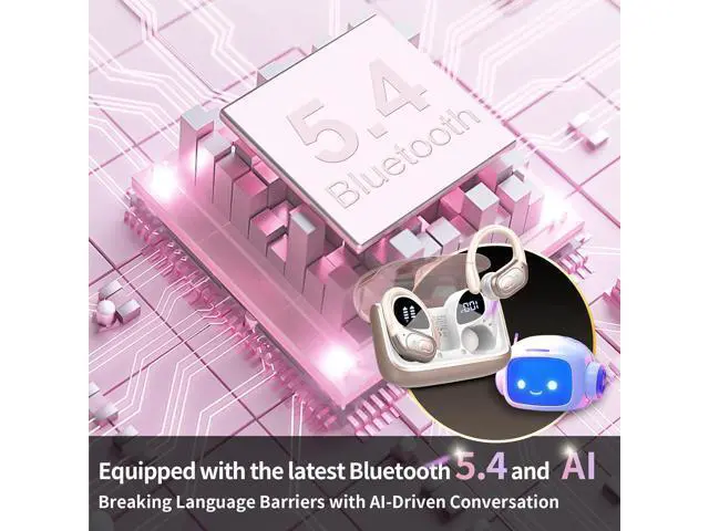 Alt view image 6 of 7 - AI Translation Earbuds Real Time, 164 Language Translator Earbud 3-in-1 Bluetooth 5.4 Translator Earbuds with 6 Translation Modes, 75H Translators Headphones with APP for Travel Business, Rose Gold