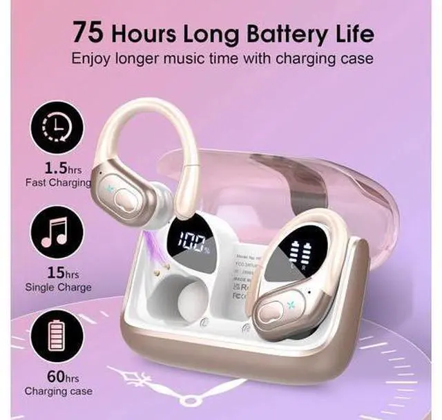 Alt view image 5 of 7 - AI Translation Earbuds Real Time, 164 Language Translator Earbud 3-in-1 Bluetooth 5.4 Translator Earbuds with 6 Translation Modes, 75H Translators Headphones with APP for Travel Business, Rose Gold