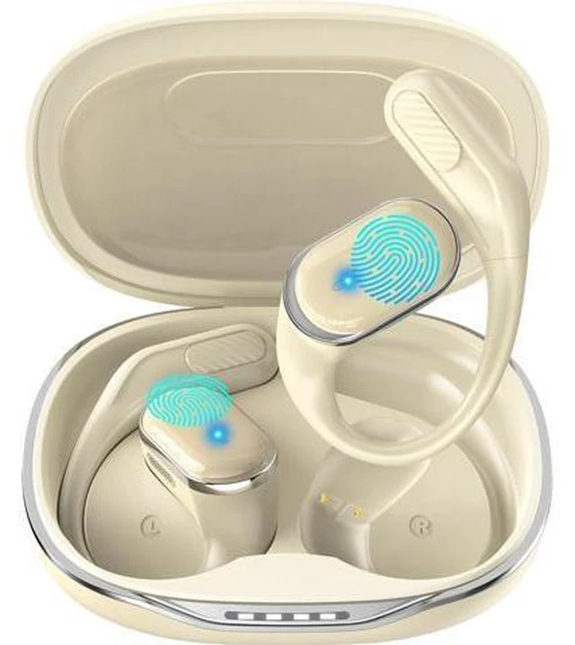Main image of Wireless Earbuds Bluetooth Headphones - 3-in-1 Translation Earbuds Real Time - Open Ear Language Translator Earbuds - HD Sound, 68H Long Playtime, IPX5 Waterproof Ear Buds for Workout/Sports, Beige