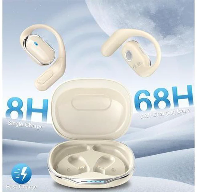 Alt view image 6 of 7 - Wireless Earbuds Bluetooth Headphones - 3-in-1 Translation Earbuds Real Time - Open Ear Language Translator Earbuds - HD Sound, 68H Long Playtime, IPX5 Waterproof Ear Buds for Workout/Sports, Beige