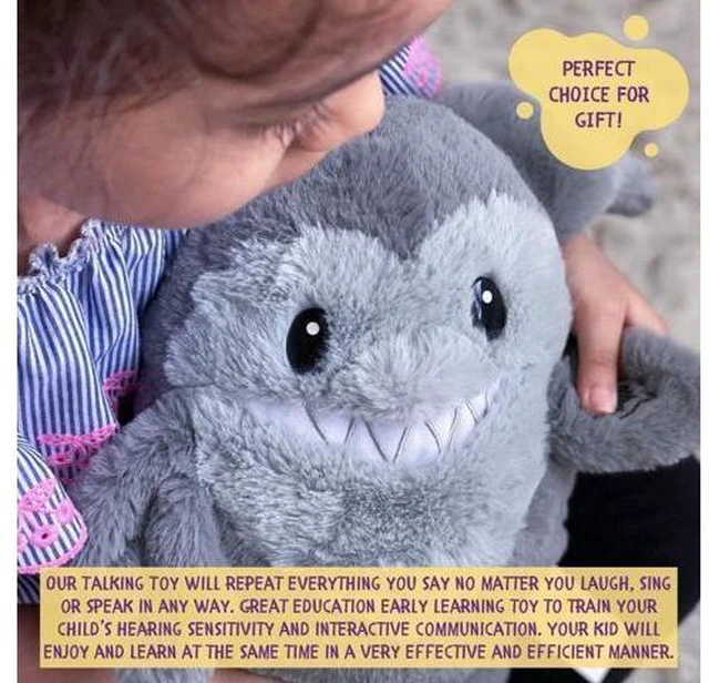 Alt view image 5 of 7 - Shark Copy Chats Plush Mimicry Learning Talking Toy Soft Fluffy Material Mighty Mojo