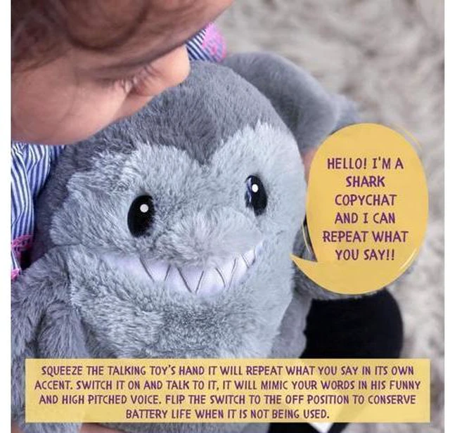 Alt view image 6 of 7 - Shark Copy Chats Plush Mimicry Learning Talking Toy Soft Fluffy Material Mighty Mojo