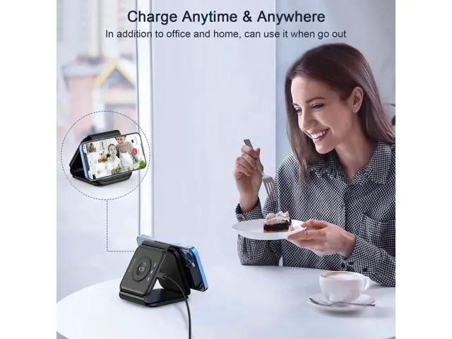 Alt view image 6 of 7 - Wireless Charger 3 in 1 Magnetic Travel Wireless Charging Station Multiple Devices GaN 3 in 1 Charging Station Compatible for iPhone16/15/14/13/Pro/Max iWatch AirPods4/3/2/Pro(Adapter Includes)