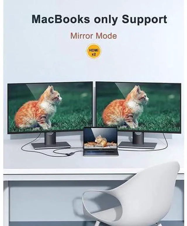 Alt view image 4 of 7 - Docking Station USB C to Dual HDMI Adapter USB C Hub Dual HDMI Monitors for Windows USB C Adapter with Dual HDMI 3 USB Port PD Compatible for XPS 13/15 Yoga etc