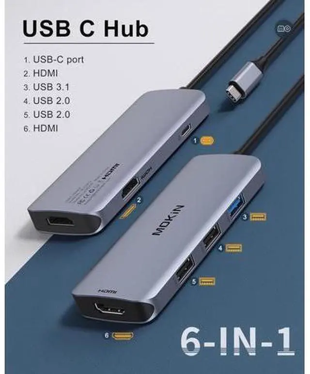 Alt view image 2 of 7 - Docking Station USB C to Dual HDMI Adapter USB C Hub Dual HDMI Monitors for Windows USB C Adapter with Dual HDMI 3 USB Port PD Compatible for XPS 13/15 Yoga etc
