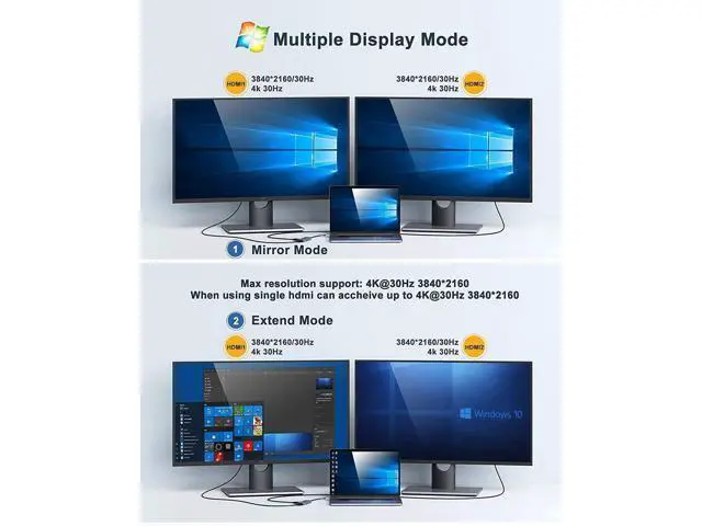 Alt view image 3 of 7 - Docking Station USB C to Dual HDMI Adapter USB C Hub Dual HDMI Monitors for Windows USB C Adapter with Dual HDMI 3 USB Port PD Compatible for XPS 13/15 Yoga etc