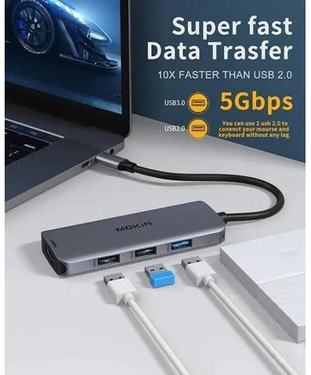 Alt view image 6 of 7 - Docking Station USB C to Dual HDMI Adapter USB C Hub Dual HDMI Monitors for Windows USB C Adapter with Dual HDMI 3 USB Port PD Compatible for XPS 13/15 Yoga etc