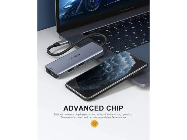 Alt view image 7 of 7 - Docking Station USB C to Dual HDMI Adapter USB C Hub Dual HDMI Monitors for Windows USB C Adapter with Dual HDMI 3 USB Port PD Compatible for XPS 13/15 Yoga etc