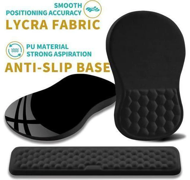 Alt view image 6 of 6 - 2 in 1 Ergonomic Mouse Pad Wrist Support & Wrist Rest for Computer Keyboard Set with Relieve Carpal Tunnel Pain Massage Bulge and Full Memory Gel Design (2In1 Set Black)