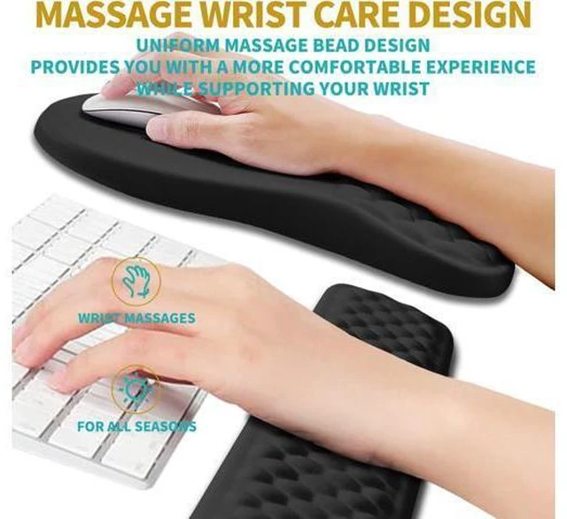 Alt view image 4 of 6 - 2 in 1 Ergonomic Mouse Pad Wrist Support & Wrist Rest for Computer Keyboard Set with Relieve Carpal Tunnel Pain Massage Bulge and Full Memory Gel Design (2In1 Set Black)