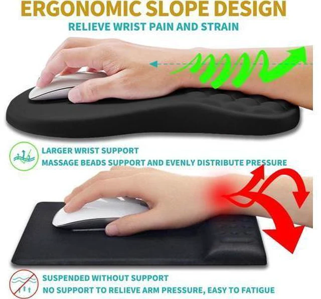 Alt view image 5 of 6 - 2 in 1 Ergonomic Mouse Pad Wrist Support & Wrist Rest for Computer Keyboard Set with Relieve Carpal Tunnel Pain Massage Bulge and Full Memory Gel Design (2In1 Set Black)
