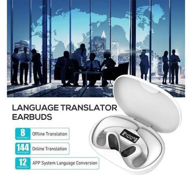 Alt view image 7 of 7 - Ailymur V2 Translator Earbuds, Ai Language Translator Earbuds, Real-Time 3-in-1 Translation Earbuds 144 Languages & Accents, Translation Device for Travel Business Learning(White)