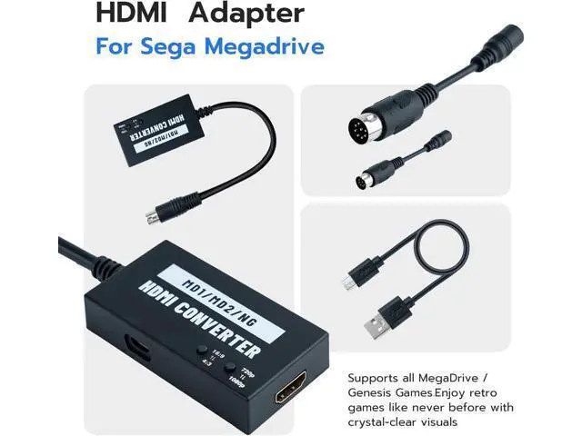 Alt view image 3 of 7 - HDMI Adapter for Sega Genesis Model 1/2/3 for HDTV Multifunctional Video Converter 4:3/16:9 720P/1080P for Genesis Model 1/2 / 3 Sega CD CDX 32X Nomad NEOGEO