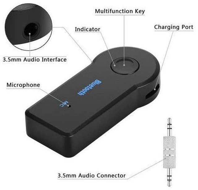 Alt view image 2 of 6 - 2 in 1 Wireless Bluetooth 5.0 Receiver Transmitter Adapter 3.5mm Jack For Car Music Audio Aux A2dp Headphone Reciever Handsfree