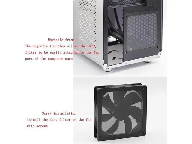 Alt view image 3 of 6 - DIXSG 4pcs 140mm PC Fan Dust Filter Magnetic Frame Computer Fan Grills Dust Mesh PC Cooler Filter Screen Dustproof Case Covers 14cm x 14cm, Black