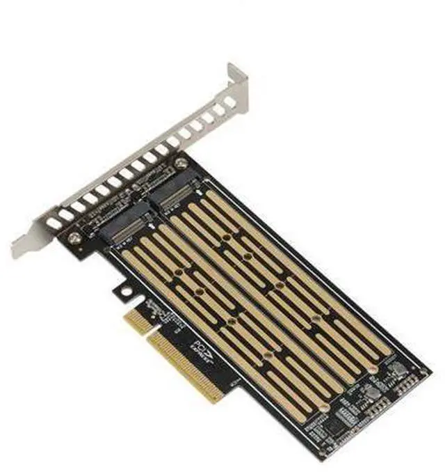 Alt view image 2 of 5 - M.2 Riser Card M.2 NVME to PCIE X8 Dual Disk Hard Drive SSD Adapter Expansion Card for PCIE X8 X16K Slot Motherboard