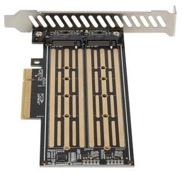 Alt view image 5 of 5 - M.2 Riser Card M.2 NVME to PCIE X8 Dual Disk Hard Drive SSD Adapter Expansion Card for PCIE X8 X16K Slot Motherboard
