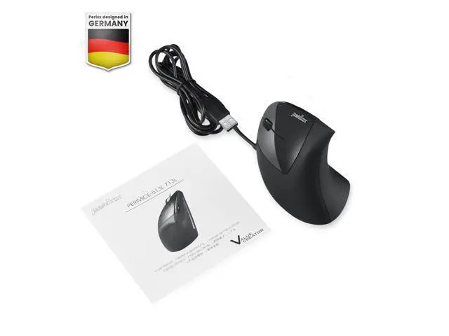 Alt view image 7 of 7 - PERIMICE-513L Wired Left Handed Vertical Ergonomic Mouse 1000/1600 DPI 6 Buttons