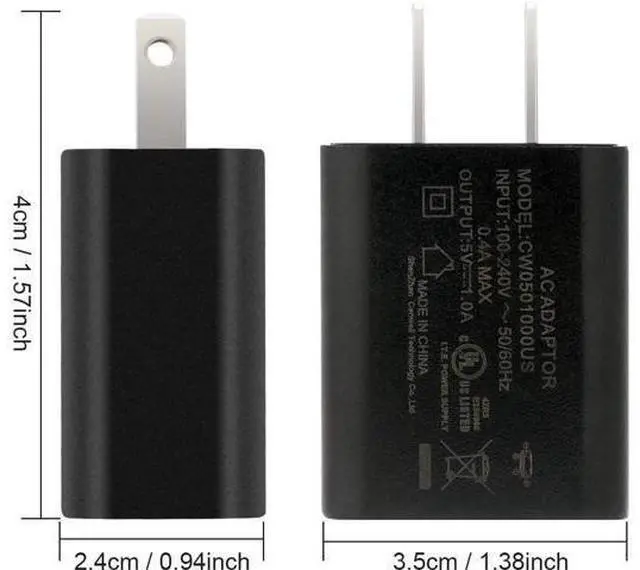 Alt view image 4 of 7 - Dericam 5V 1A Micro USB Wall Charger, Android Charger Cable, 5 Volt 1000mA AC to DC Power Adapter for Charging of Android Smartphone/Kindle Fire, Security Camera, 5ft/1.5M Power Cord, US Plug(Black)