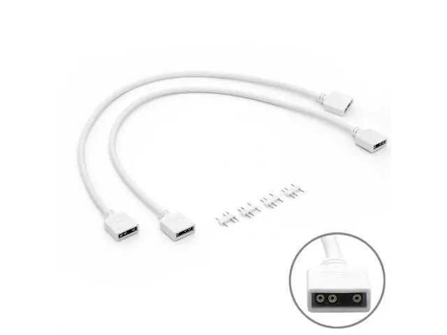 Alt view image 2 of 7 - 2-Pack 1-to-1 ARGB Extension Cable, White 5V 3-Pin Female to Female ARGB Addressable RGB Adapter Cable, ARGB LED Sync Cable for Extend PC Computer ARGB Fans Or ARGB LED Lights, 11.8 Inches