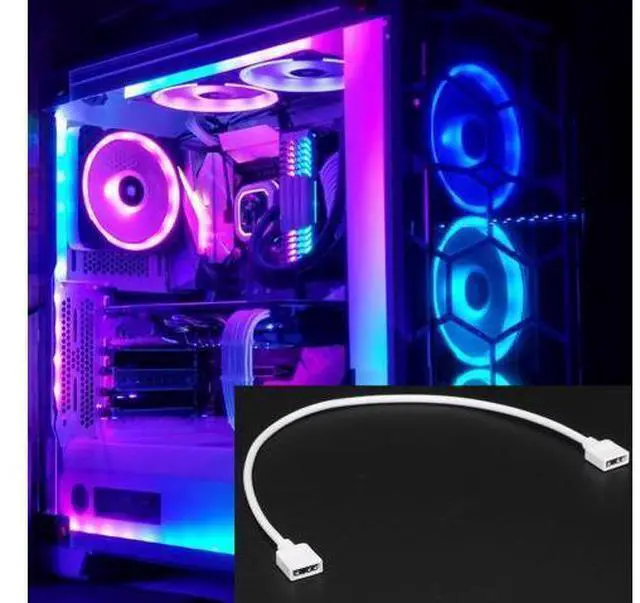 Alt view image 7 of 7 - 2-Pack 1-to-1 ARGB Extension Cable, White 5V 3-Pin Female to Female ARGB Addressable RGB Adapter Cable, ARGB LED Sync Cable for Extend PC Computer ARGB Fans Or ARGB LED Lights, 11.8 Inches