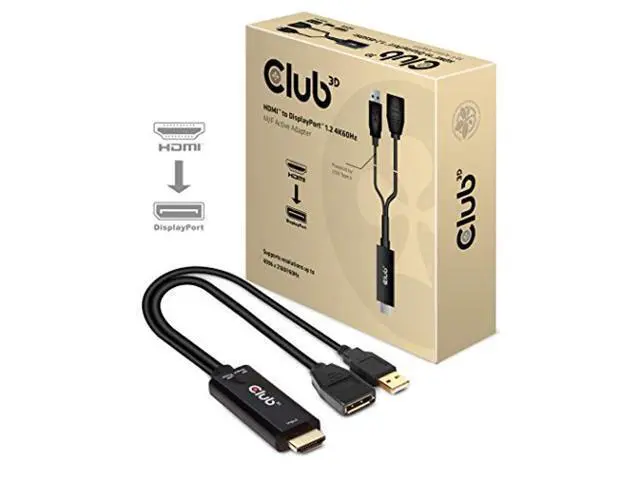 Alt view image 2 of 5 - Club 3D 4K 60Hz HDMI to DisplayPort Video Adapter w/USB Power - HDMI 2.0 (Male) to DP 1.2 (Female) Active Monitor Converter (CAC-1331) (CAC-1331)