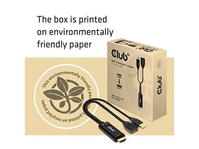 Alt view image 4 of 5 - Club 3D 4K 60Hz HDMI to DisplayPort Video Adapter w/USB Power - HDMI 2.0 (Male) to DP 1.2 (Female) Active Monitor Converter (CAC-1331) (CAC-1331)
