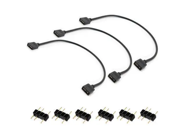 Alt view image 2 of 5 - (3-Pack) ARGB Extension Cable, 5V 3-Pin Addressable RGB Cable, 1-to-1 Female to Female for Extending Computer PC Fans/LED Lights, 30cm / 11.8in