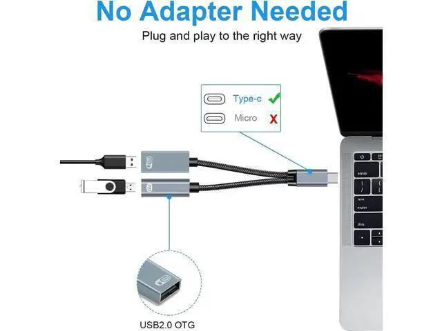 Alt view image 5 of 7 - USB C to USB Adapter OTG and Charger Cable, 2 in 1 USB-C Splitter with 60W PD Charging Type C OTG and USB A Female Port Compatible with Chr-o-mecast G-o-o-g-l-e TV, i-P-ad Pro, S21/S20, Pixel,L-G G8