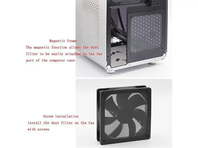 Alt view image 6 of 6 - 4pcs 140mm PC Fan Dust Filter Magnetic Frame Computer Fan Grills Dust Mesh PC Cooler Filter Screen Dustproof Case Covers 14cm x 14cm, Black
