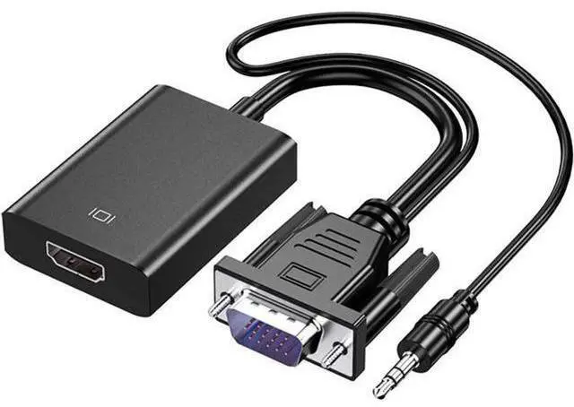 Main image of VGA to HDMI Adapter for Connecting Traditional VGA Interface Laptop, PC to HDMI Monitor or Projector, Hannord 1080P VGA Male to HDMI Female Converter with 3.5mm Audio Lead and Power Supply Port