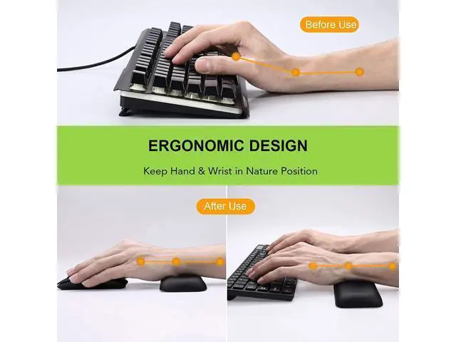 Alt view image 4 of 7 - Leather-Gel Keyboard Wrist Rest And Mouse Wrist Rest Set, Ergonomic Wrist Support Mouse Pad Wrist Pad Relieve Wrist Pain For Full Size Gaming Keyboard And Mouse, Laptop, Computer, Home, Office