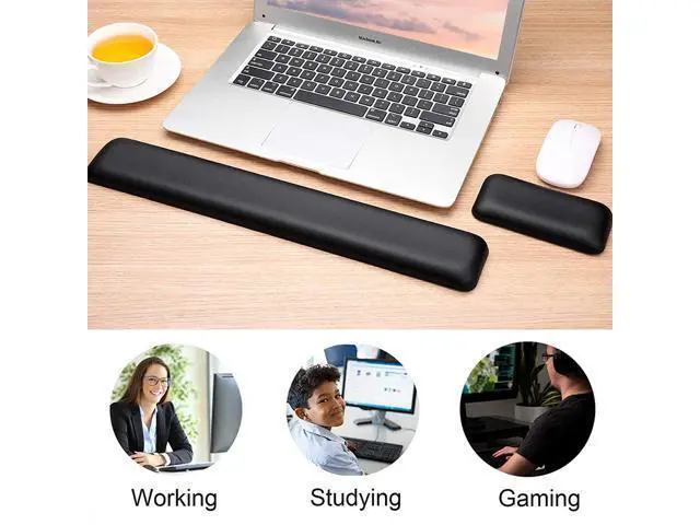 Alt view image 7 of 7 - Leather-Gel Keyboard Wrist Rest And Mouse Wrist Rest Set, Ergonomic Wrist Support Mouse Pad Wrist Pad Relieve Wrist Pain For Full Size Gaming Keyboard And Mouse, Laptop, Computer, Home, Office