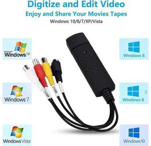 Alt view image 4 of 7 - WISDUM USB Video Capture Converter, Digitize and Edit Video, VCR VHS to DVD, Analog Video to Digital PC for Windows 7 8 10