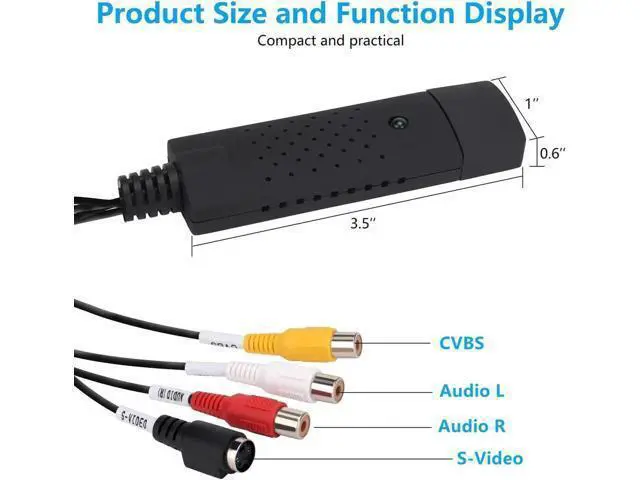 Alt view image 5 of 7 - WISDUM USB Video Capture Converter, Digitize and Edit Video, VCR VHS to DVD, Analog Video to Digital PC for Windows 7 8 10
