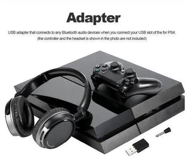 Alt view image 3 of 7 - Bluetooth Receiver Wireless Headset Headphone Adapter with Mic Bluetooth 4.0 Dongle USB Adapter USB Dongle for PS4 Black
