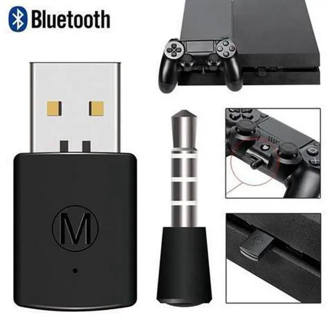 Alt view image 4 of 7 - Bluetooth Receiver Wireless Headset Headphone Adapter with Mic Bluetooth 4.0 Dongle USB Adapter USB Dongle for PS4 Black